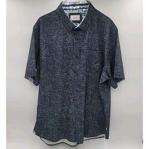 7 DIAMONDS Short Sleeve Button Up Shirt Mens Size XL 4 Way‎ Stretch Black White